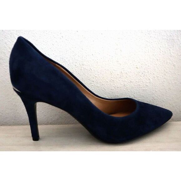 Calvin Klein Women's Sz 7.5M Dk Blue Leather/Suede Gayle Pointed Toe Pumps - Picture 3 of 10